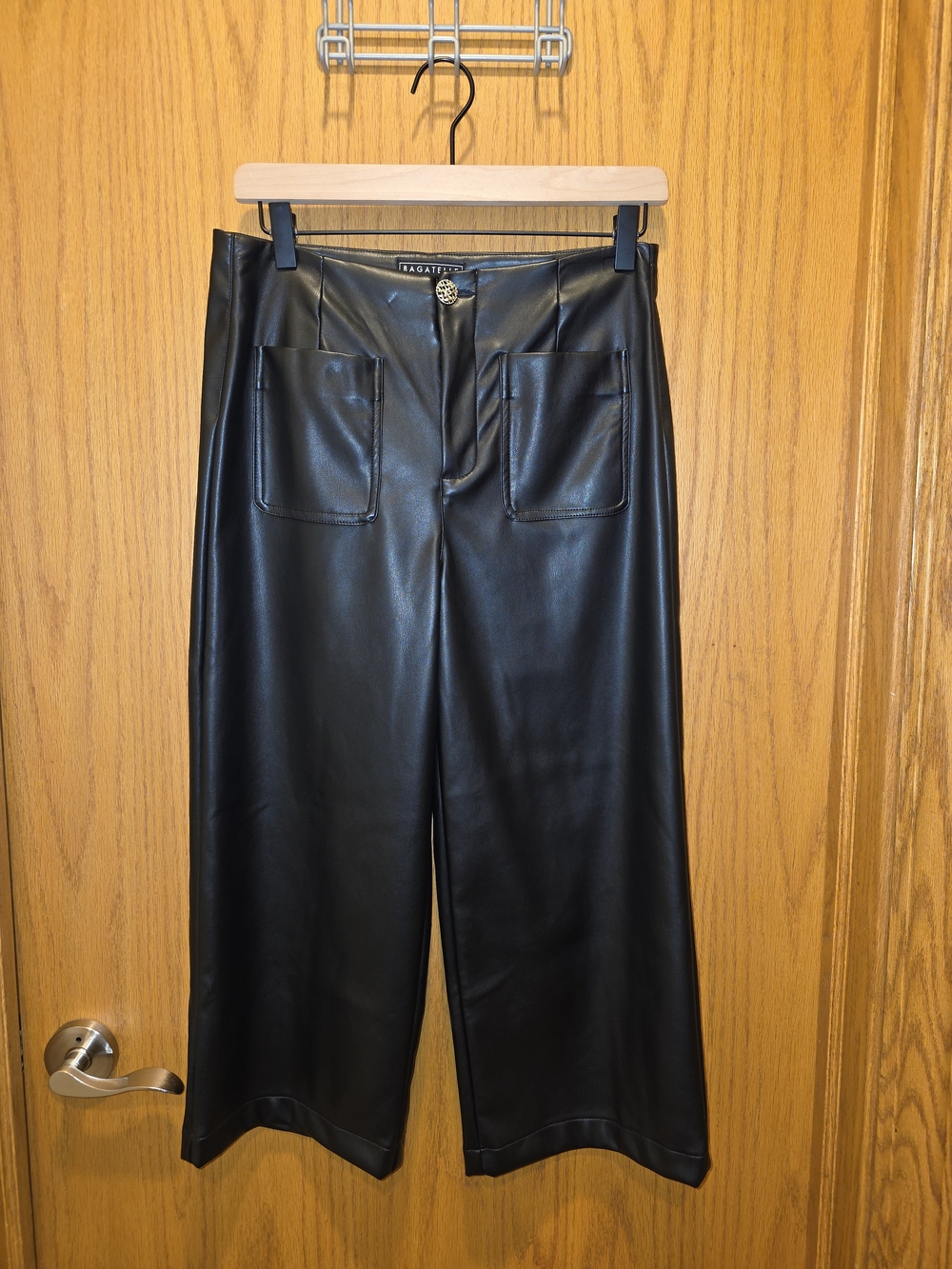 Bagatelle Black Faux Leather Wide-Leg Pants